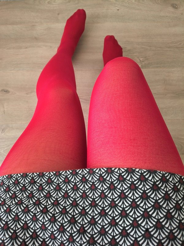 Semi-Sheer Cherry Red Tights photo 2