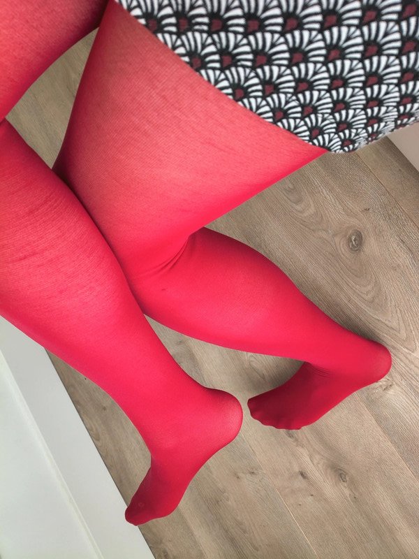 Semi-Sheer Cherry Red Tights photo 3