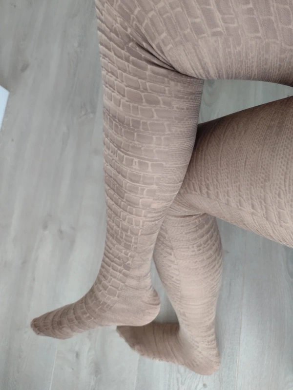 Beige Snakeskin Texture Tights
