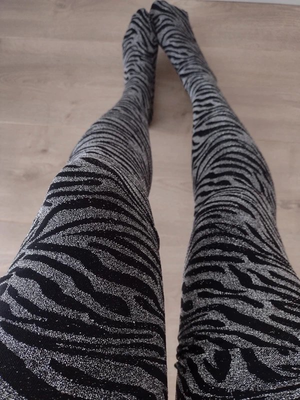 Silver Zebra Print Tights
