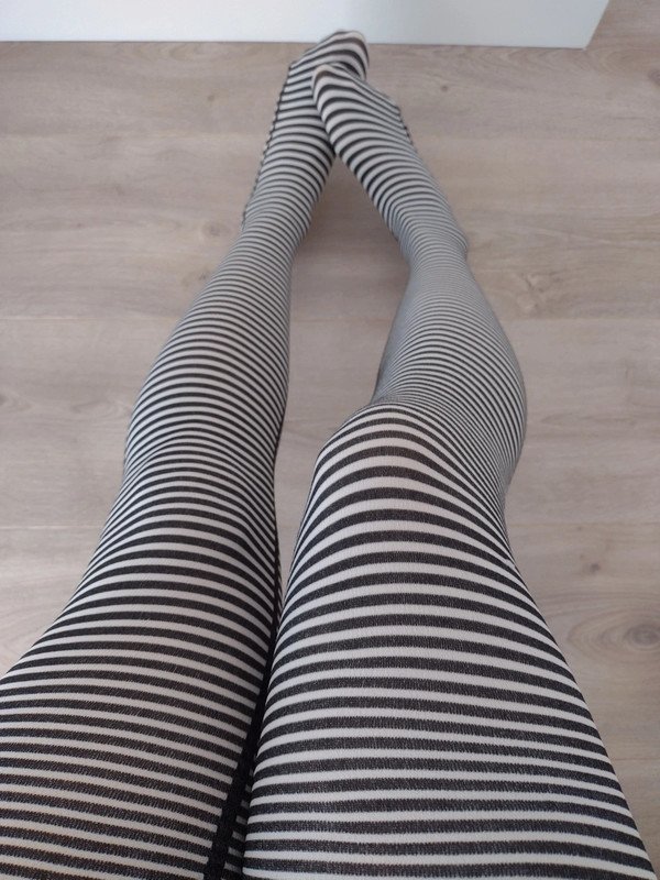 Black And Cream Pinstripe Tights