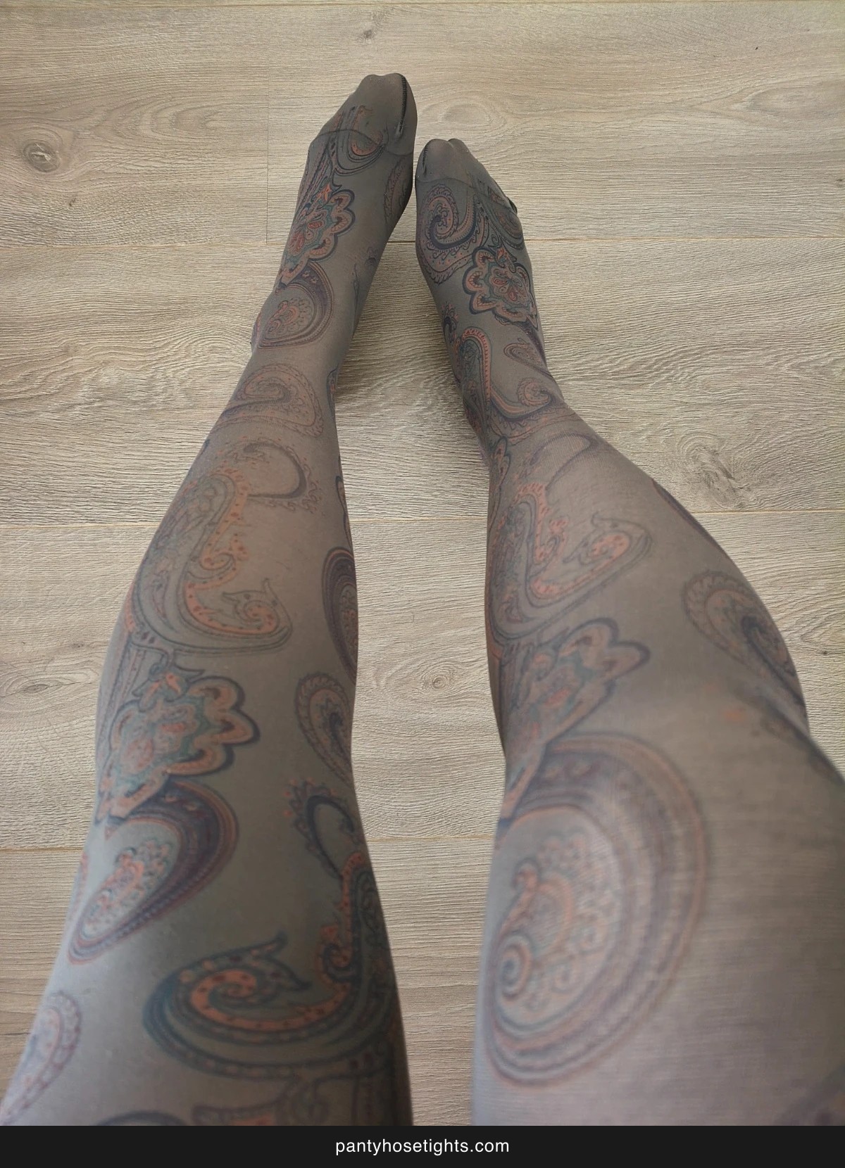 Taupe Paisley-Print Tights