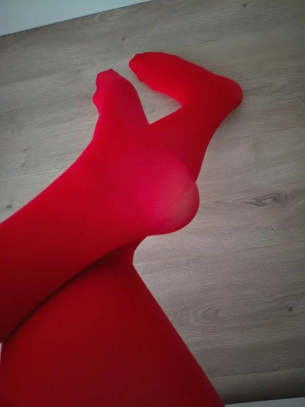 Bold Red Semi-Opaque Tights photo 3