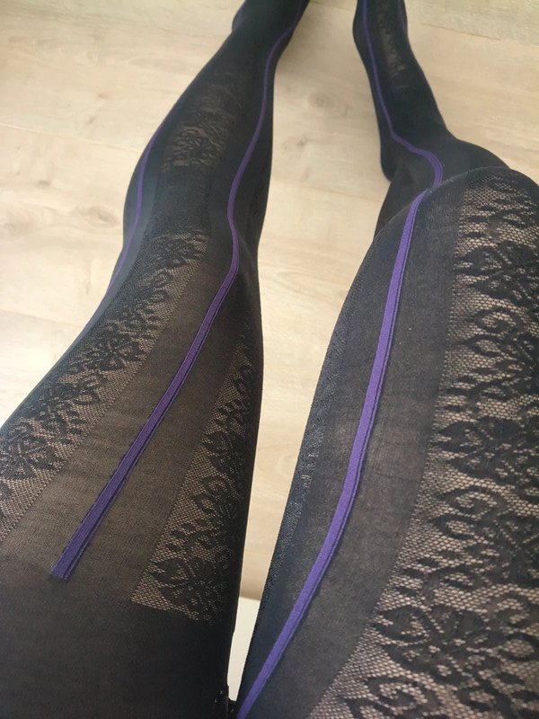 Purple Seam Floral Jacquard Tights photo 2