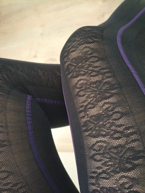 Purple Seam Floral Jacquard Tights photo 3