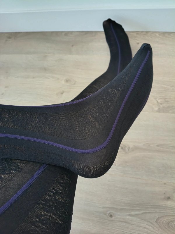 Purple Seam Floral Jacquard Tights photo 4