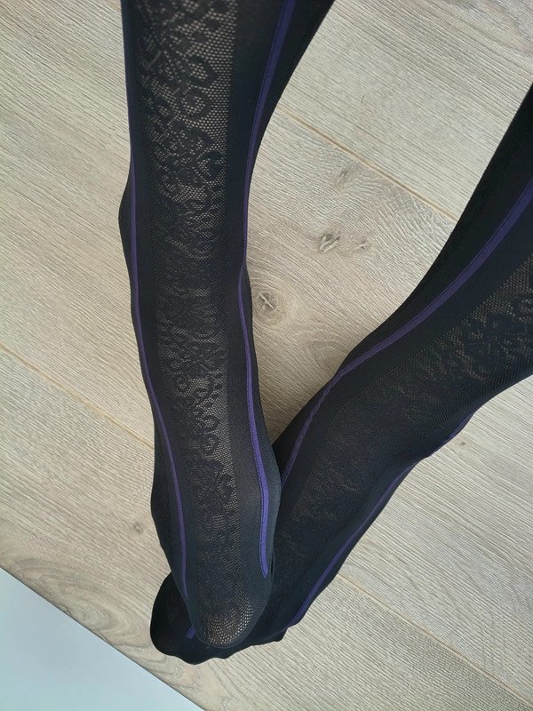 Purple Seam Floral Jacquard Tights photo 7
