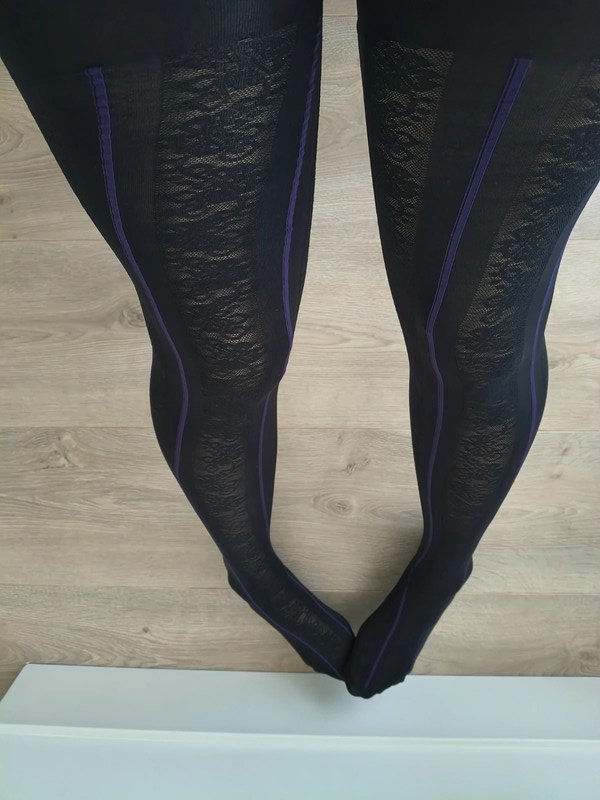 Purple Seam Floral Jacquard Tights photo 8