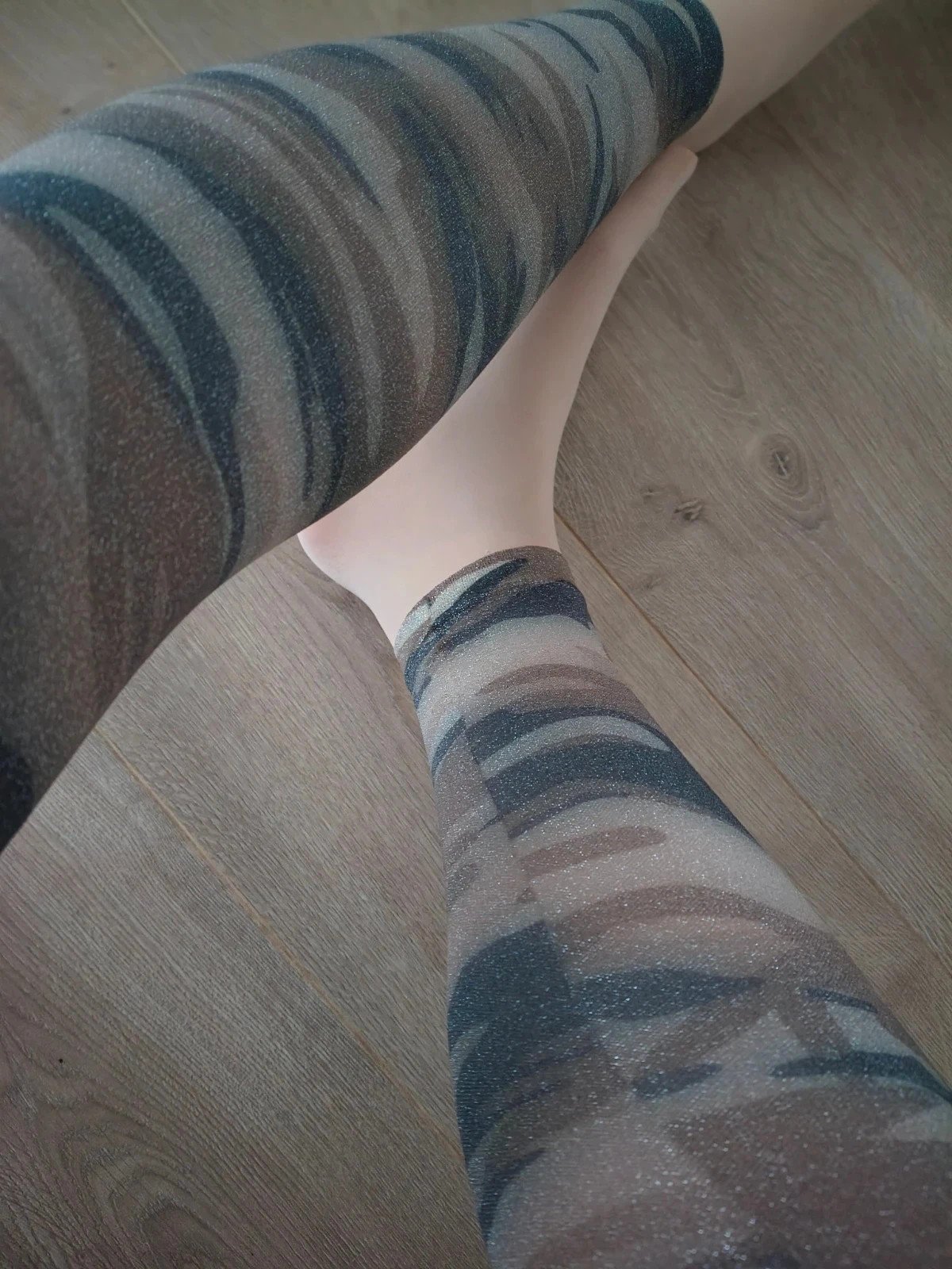 Blue-Grey Shimmer Camo Footless Tights photo 5