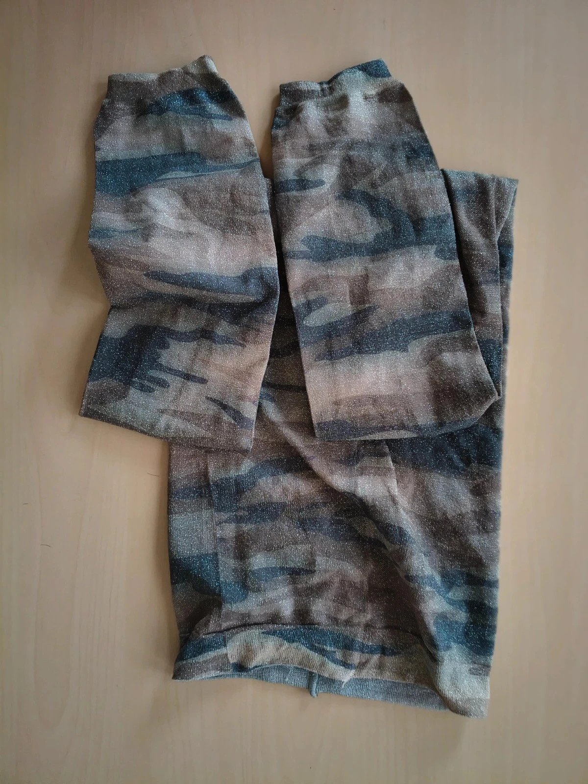 Blue-Grey Shimmer Camo Footless Tights photo 6