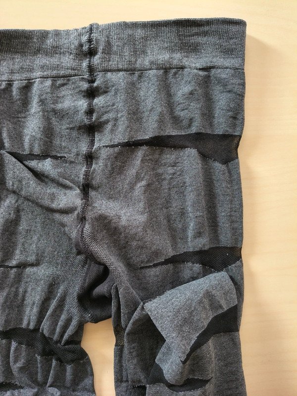 Grey Diagonal Cut-Out Stripe Tights photo 14