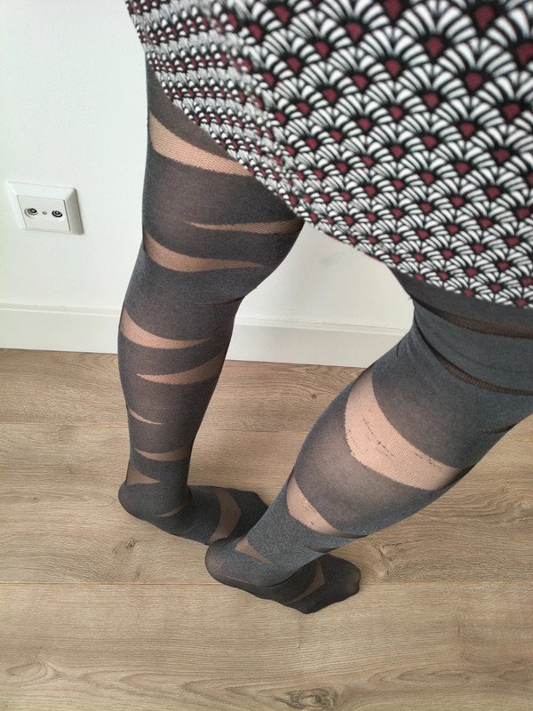 Grey Diagonal Cut-Out Stripe Tights photo 8
