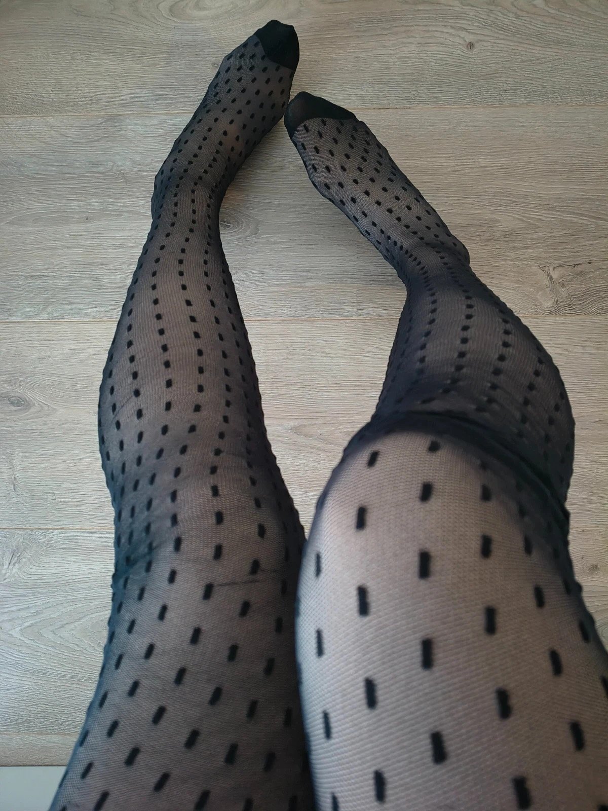 Sheer Black Swiss-Dot Tights