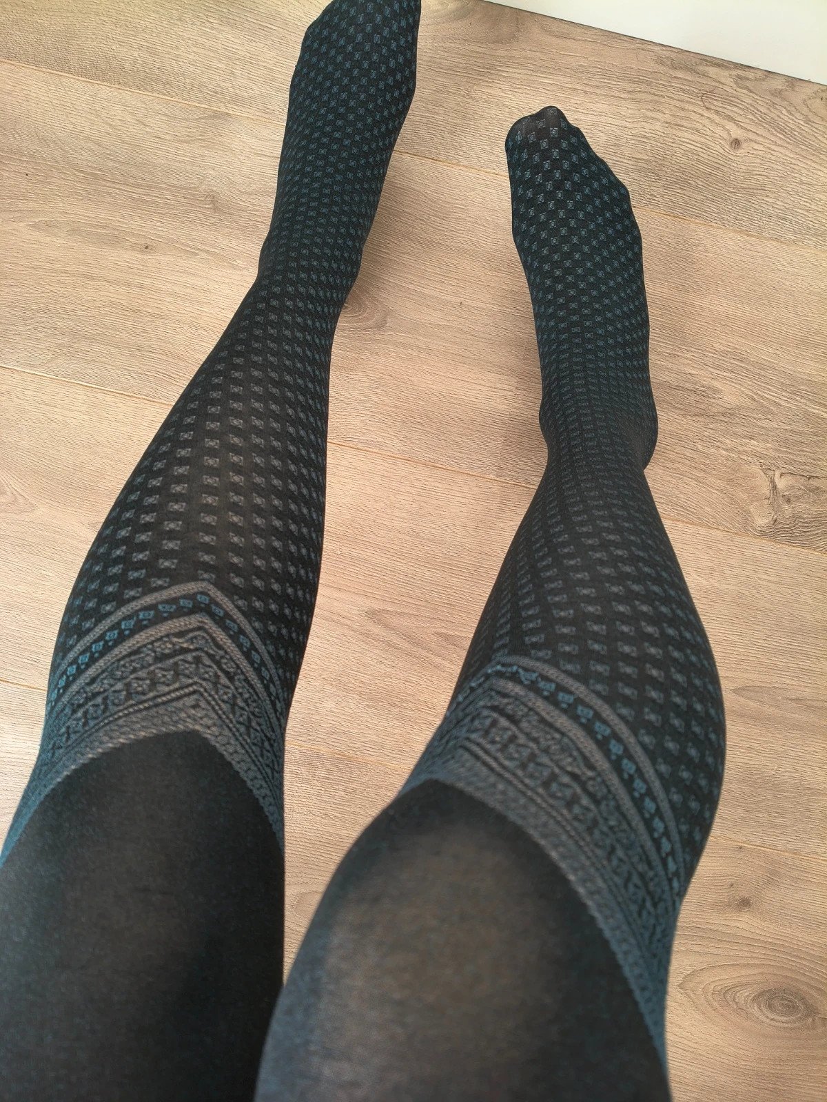 Faux Thigh-High Jacquard Tights photo 2