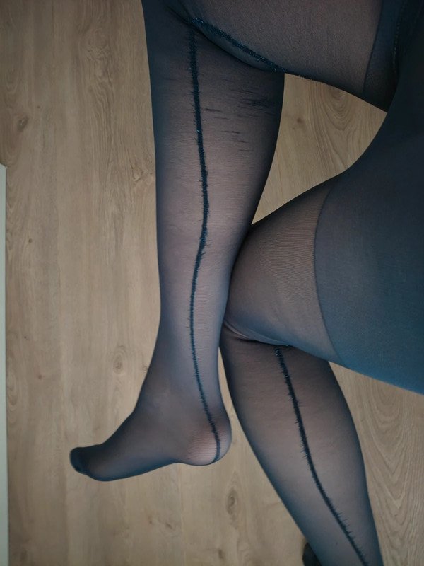 Vintage Navy Nylon Tights with Back Seam photo 3