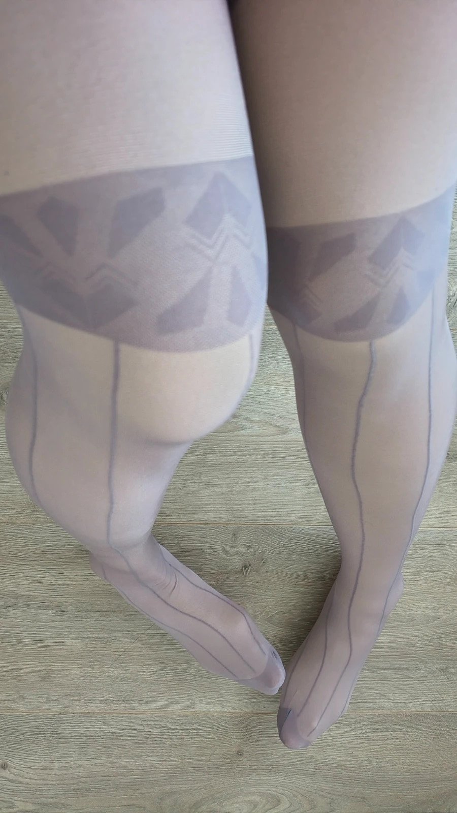 Faux Thigh-High Lilac Tights with Back Seam photo 4