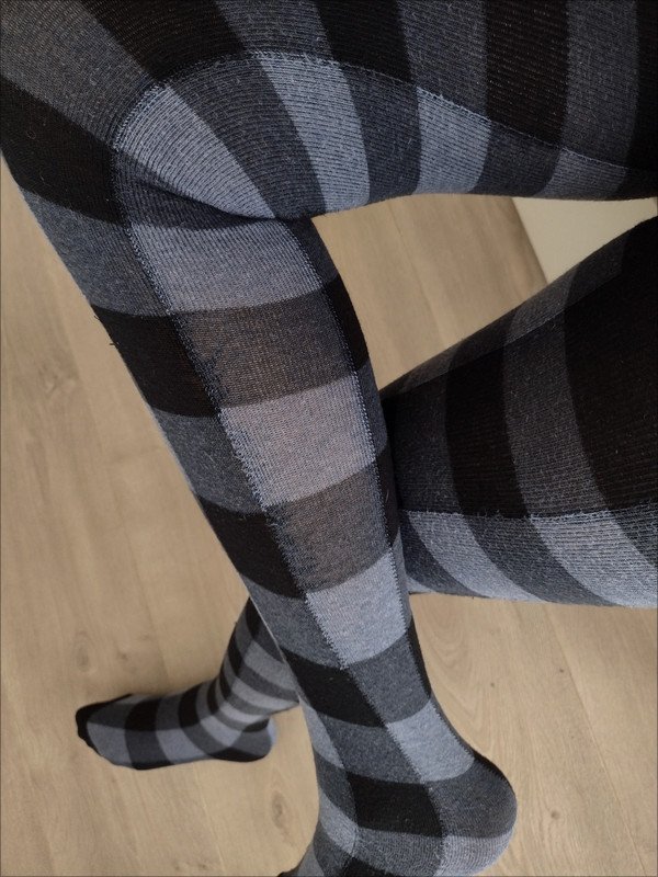 Charcoal Check Wool Tights