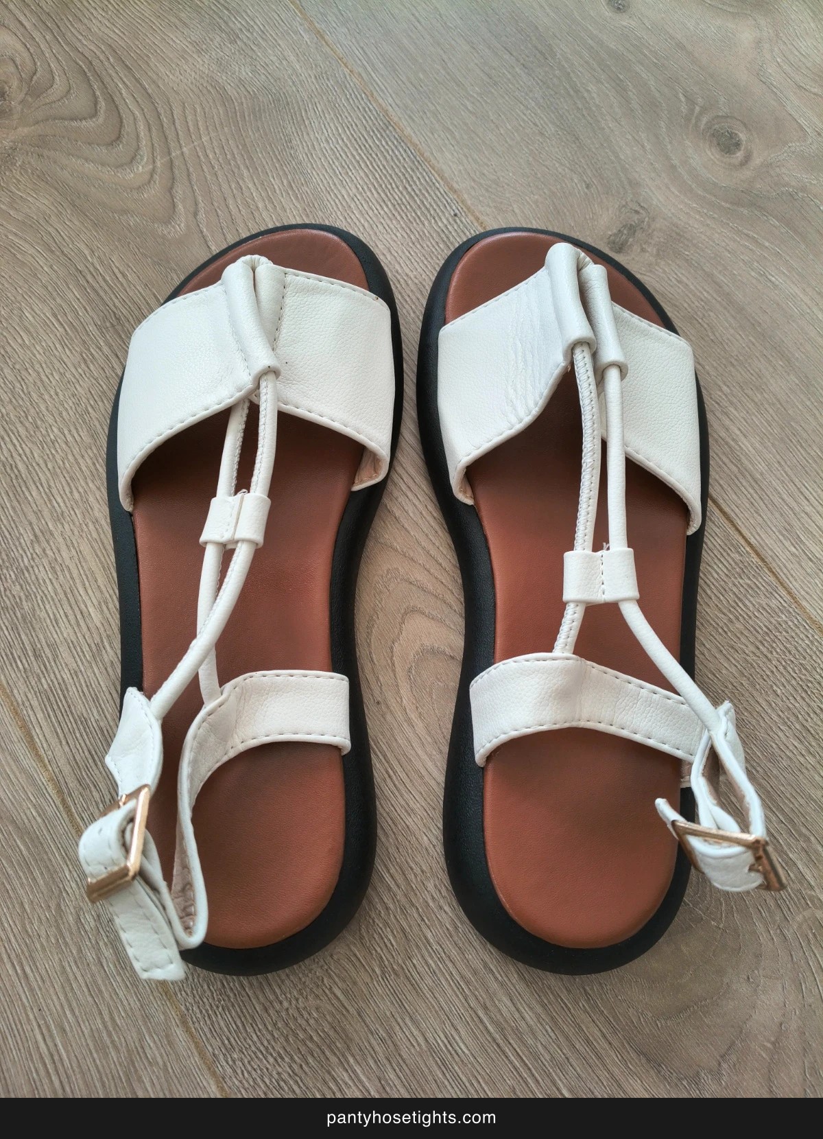 White Leather Strappy Sandals photo 2