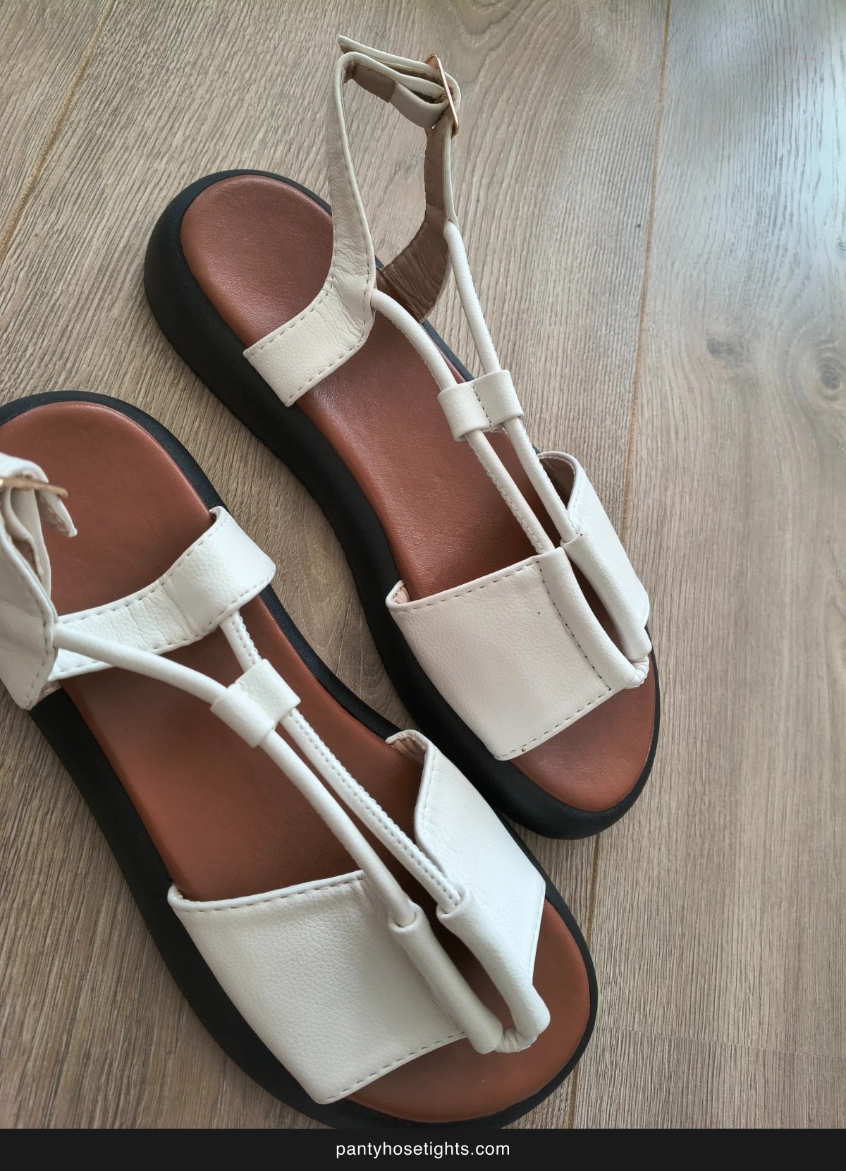 White Leather Strappy Sandals photo 4