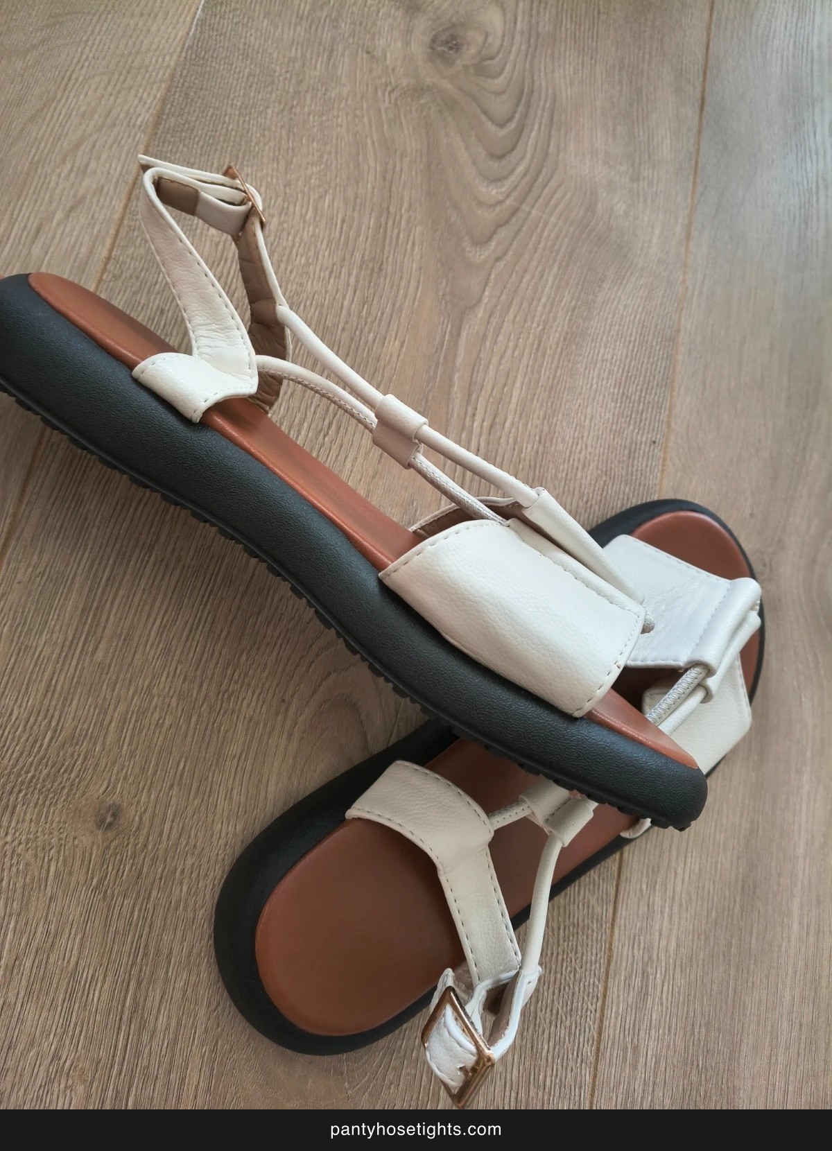 White Leather Strappy Sandals photo 5