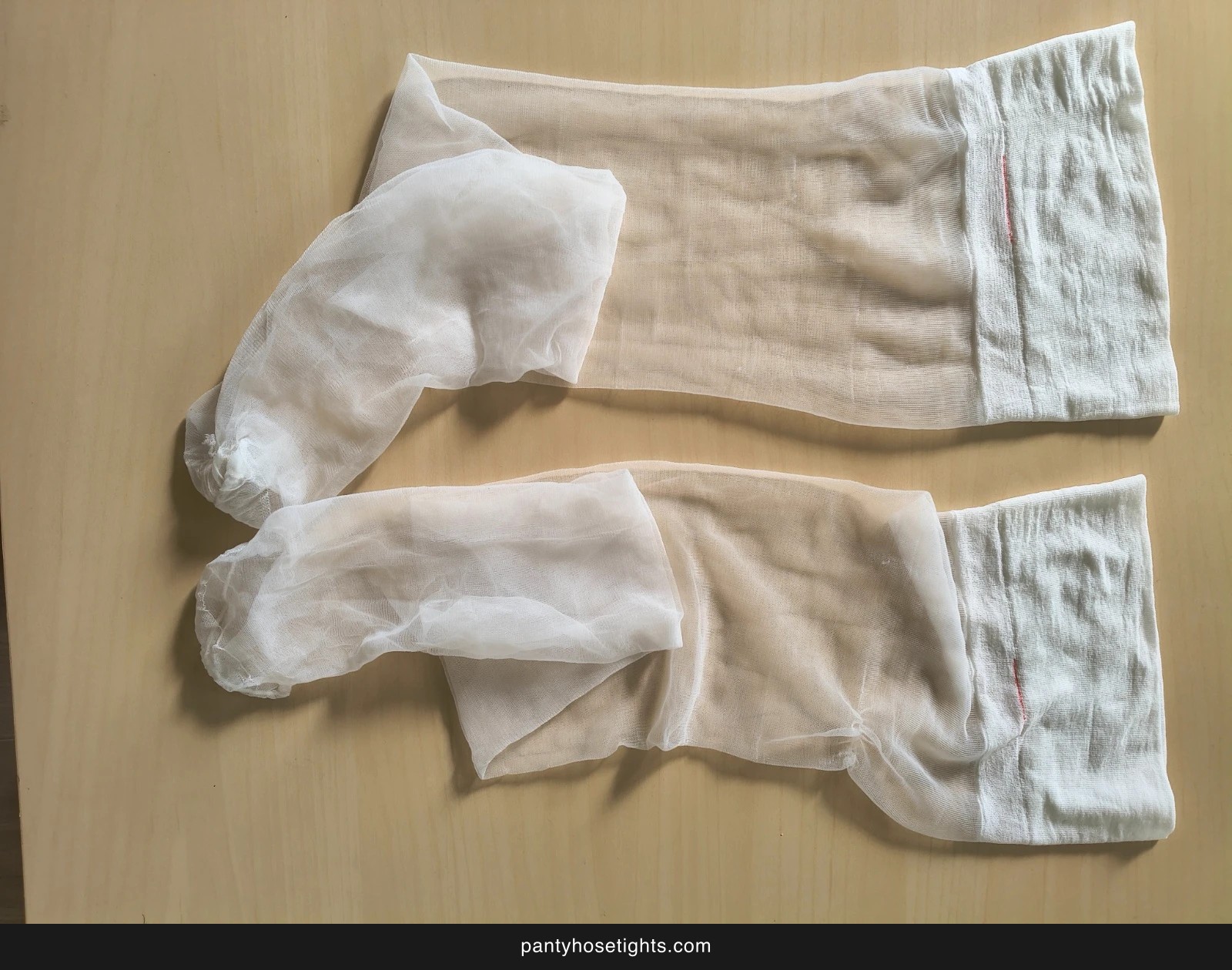 White Sheer Thigh-High Stockings photo 3