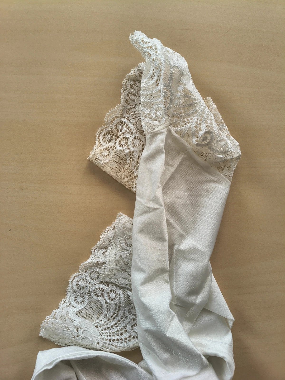 White Glossy Lace-Top Stockings photo 12