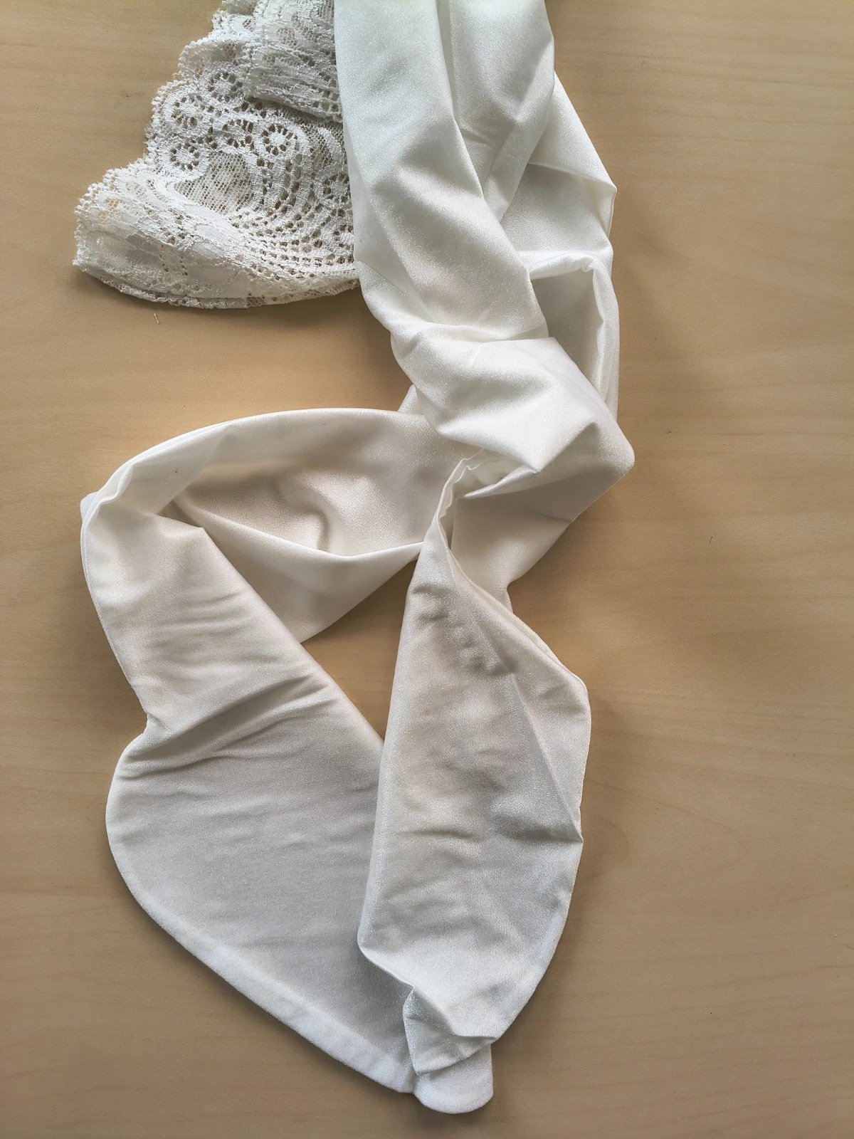 White Glossy Lace-Top Stockings photo 13