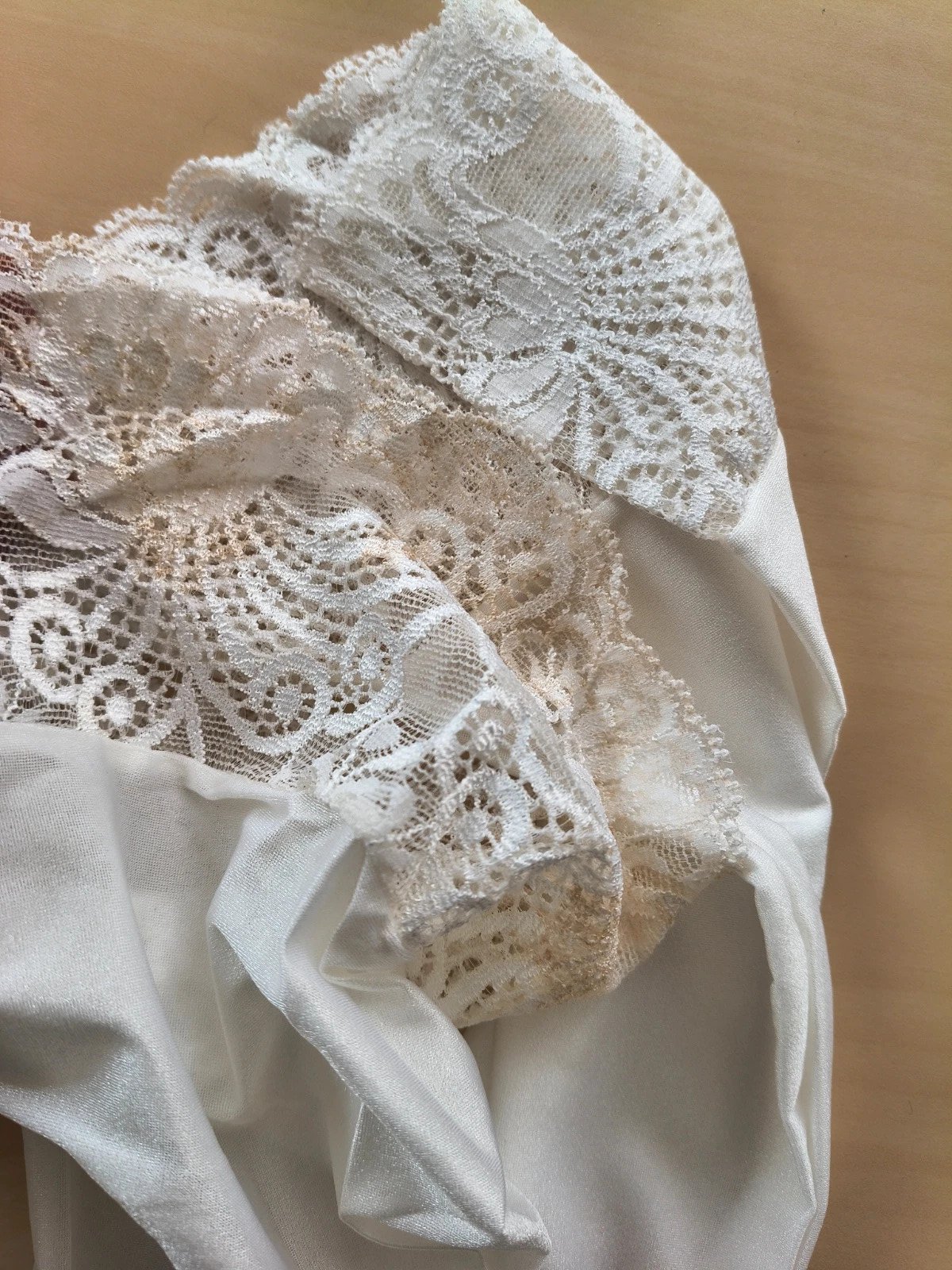 White Glossy Lace-Top Stockings photo 7