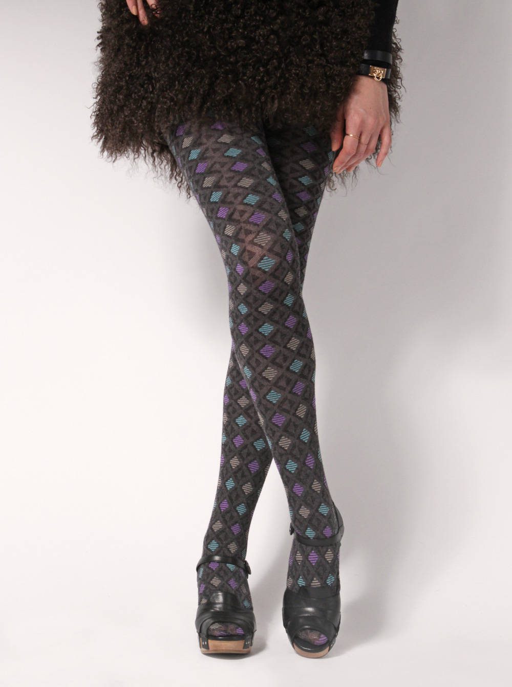 Wafflecone Dark Grey Wool Tights by Ayame