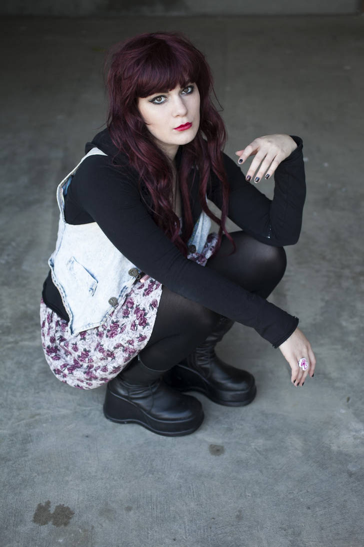 Black tights with flower print white dress by Molly McIsaac