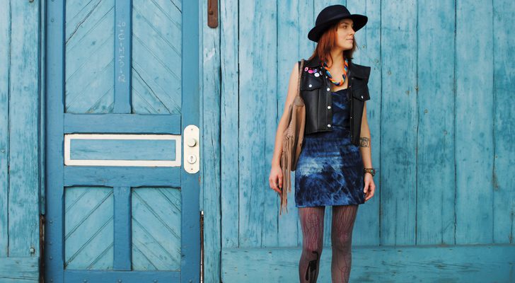 Hold me Tights and Blue Dress by Monika