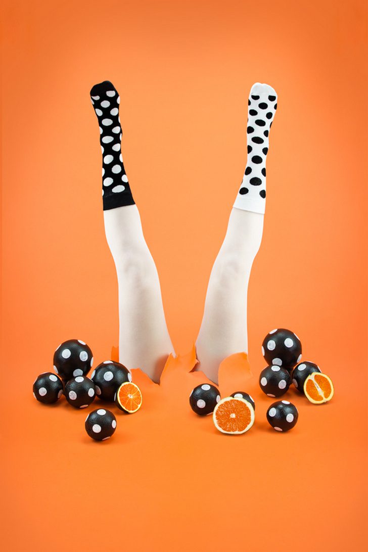 Odd Pears Campaign - White Tights + Black & White Socks