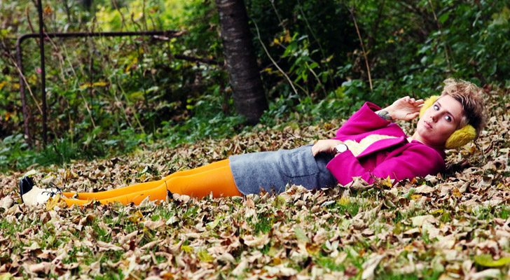 Orange Tights and Blue Skirt worn by Iben Bergstrom