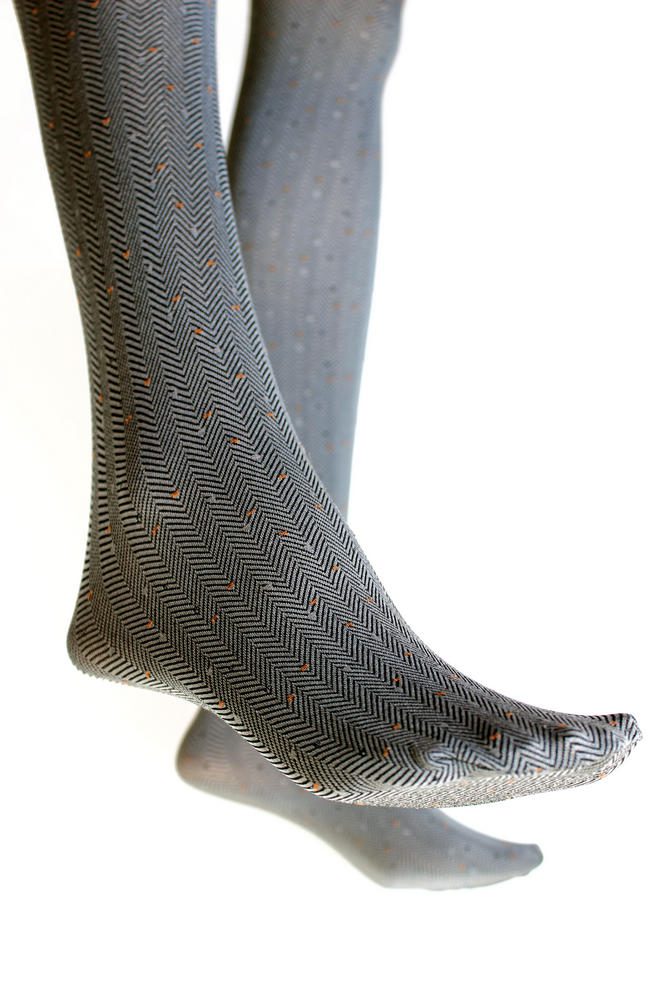 Grey Geometric Pattern Tights Tweed Botonato by Veneziana