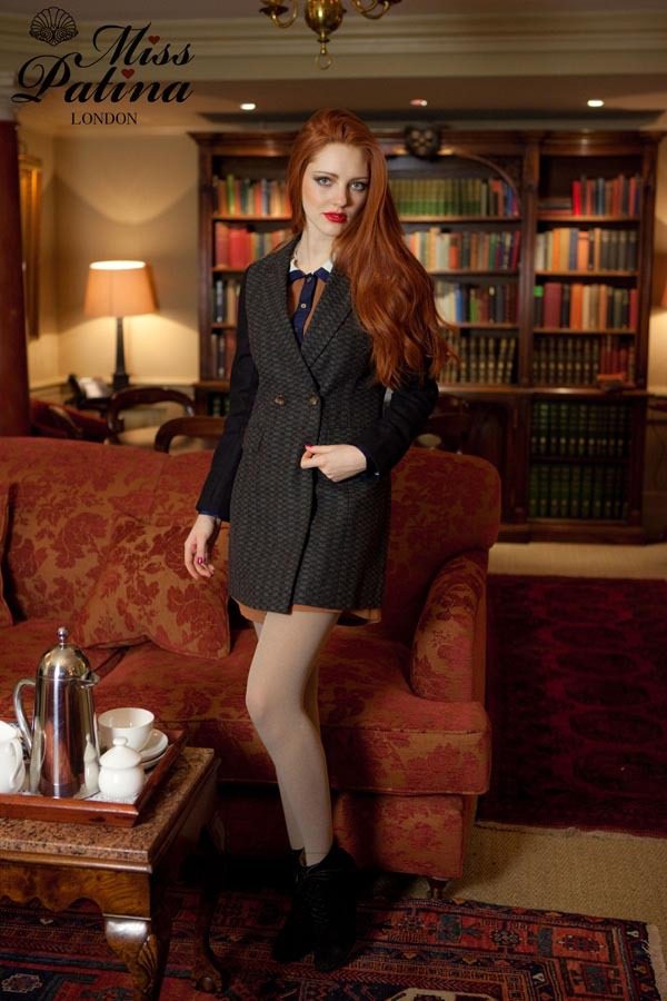 Light grey wool cotton tights by Miss Patina