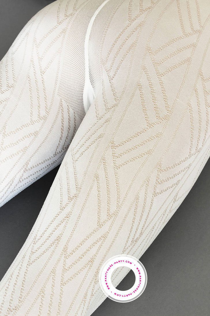 White Tights with Geometric Pattern Vega by Veneziana
